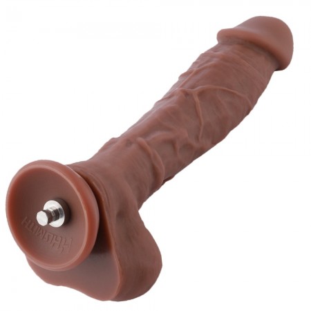 9.1" silikone dildo til Hismith sexmaskine med KlicLok-stik, 7.5" indsættelig længde. Kaffe