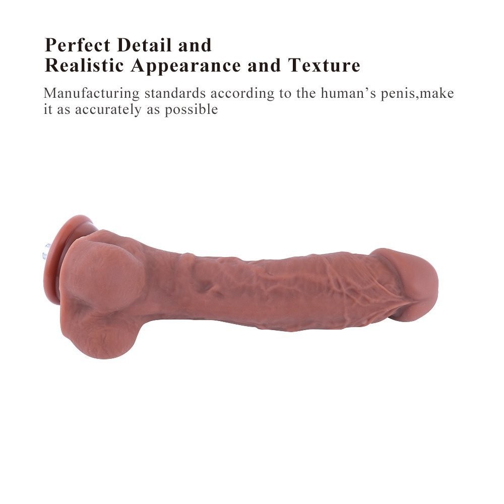 9.1" Silikon Dildo för Hismith Sex Machine med KlicLok-kontakt, 7.5" Längd som kan sättas in. Kaffe