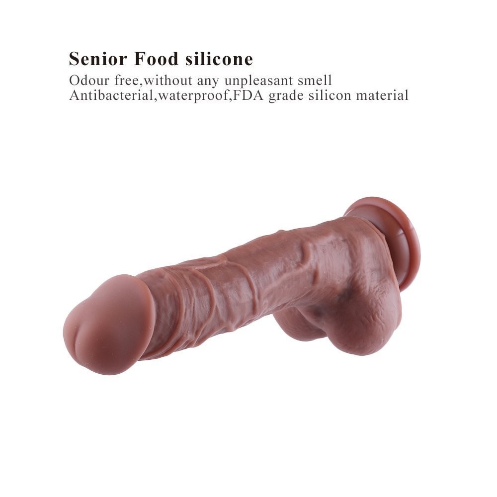 9.1" Silikon Dildo för Hismith Sex Machine med KlicLok-kontakt, 7.5" Längd som kan sättas in. Kaffe