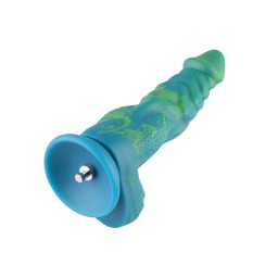 Hismith 9.6" silicone dildo in green-mix-yellow with KlicLok system