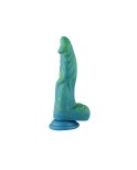 Hismith 9.6" silicone dildo in green-mix-yellow with KlicLok system