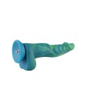 Hismith 9.6" silicone dildo in green-mix-yellow with KlicLok system