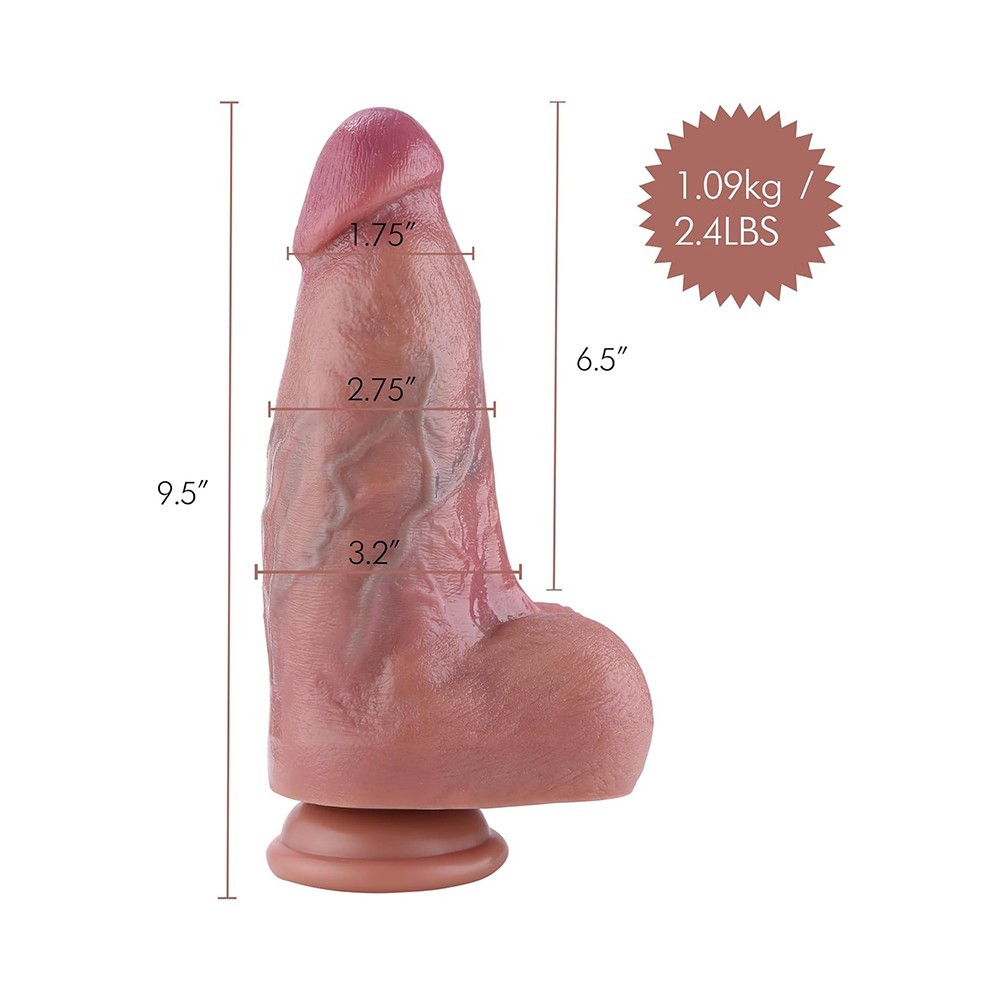Hismith 24,13 cm dicker realistischer Dual-Density-Silikon-Dong mit KilcLok-System