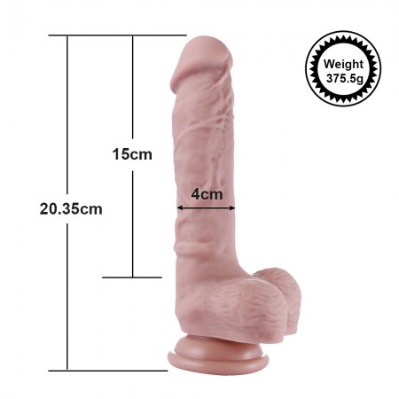 Hismith 7.9" Silicone Dildo, 5.9" Insertable 1.6" Diameter，KlicLok Connector，Flesh