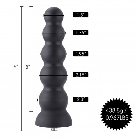Hismith 22,86 cm pärlformad anal dildo med 5 släta bollar för Kliclok