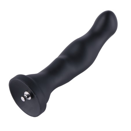 Hismith 8,5" silikone dildo, 7" indsættelig, med anal dildo, sort